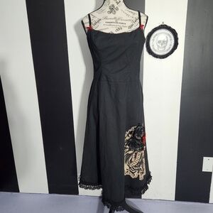 Pinup Dress With Skull And Flowers
